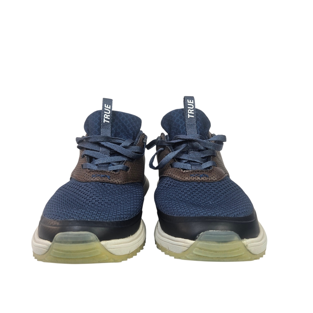 True & Co. Navy and Brown Knit Low-Top Sneakers with White Sole